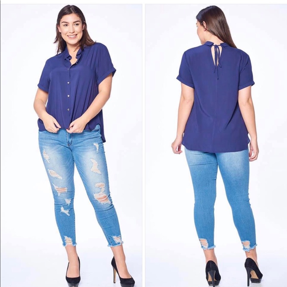 Blue Collard Top